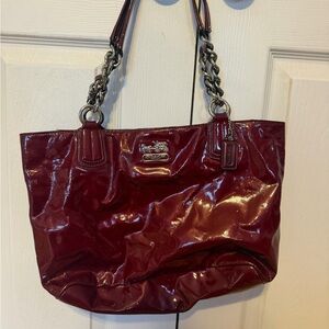 Coach Patent Tote in Deep Wine